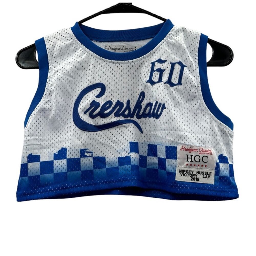 Headgear Classics Nipsey Crenshaw Hussle 60 Blue & White Cropped Jersey Size XS